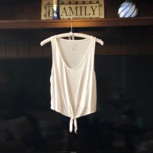 AEO White Knotted Crop Tank